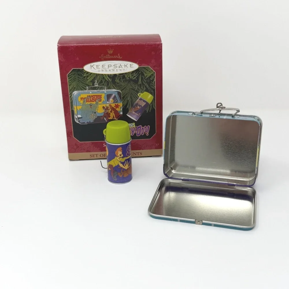 1999 Hallmark Scooby-Doo Lunch Box Set 2 Ornaments Vintage Mystery Machine